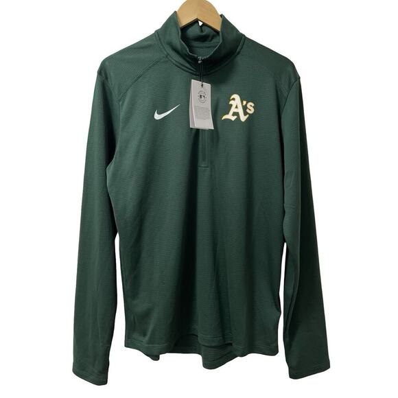 NIKE Oakland Athletics MLB Authentic Long Sleeve Mens Shirt Size M Dark Green - Picture 1 of 8
